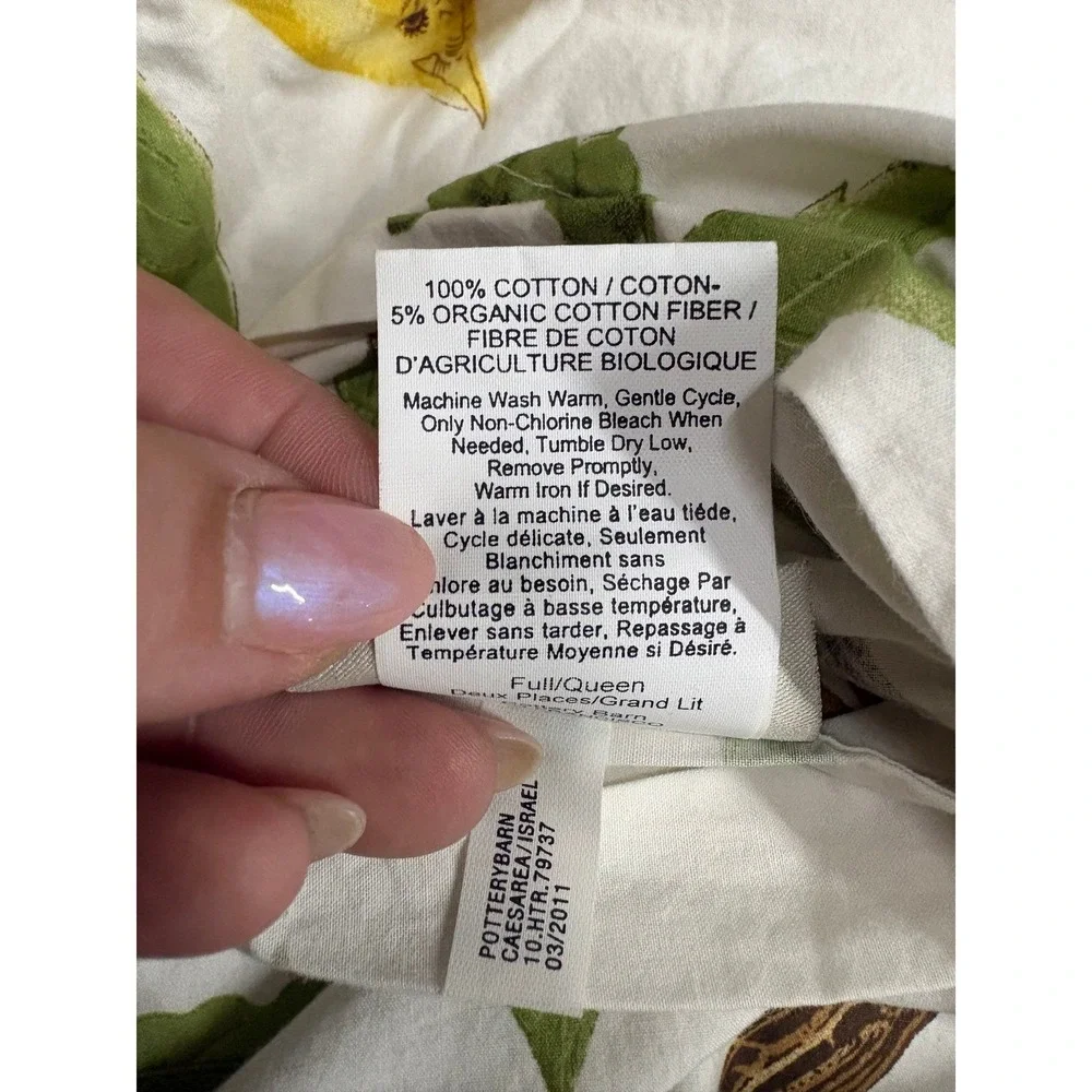 Pottery Barn Spring Sparrow Botanical Birds Cotton Duvet Cover Full Queen
